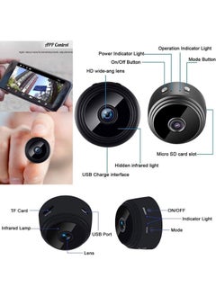 Buy 1080P Wireless Mini Hidden Camera with Motion Detection Portable Night Vision Surveillance Camera Black in UAE