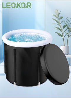 Buy Portable Bathtub, Foldable Bathtub with Lid Hot Tub Cold Plunge Therapy Training Tub Pool Ice Barrel Thickening Freestanding SPA Plunge Bathtu Tub in Saudi Arabia