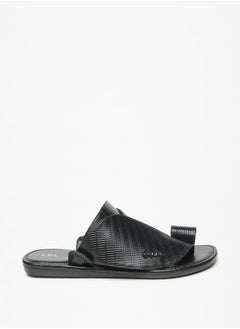 Buy Men Textured Slip-On Arabic Sandals with Toe Loop in Saudi Arabia