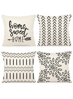 Buy Pillow Covers 18x18 Set of 4, Modern Sofa Throw Pillow Cover, Decorative Outdoor Linen Fabric Pillow Case for Couch Bed Car 45x45cm in Saudi Arabia