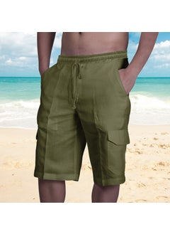 Buy Summer Mens Cargo Shorts Multi-Pocket Drawstring Green in Saudi Arabia