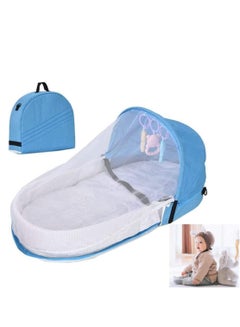 Buy Baby Travel Cot with Mosquito Net and Awning, Folding Portable Bassinet, Baby Crib Travel Bed Breathable Cradle Cot in Saudi Arabia