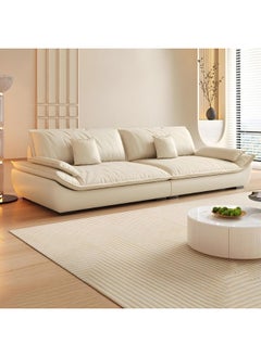 اشتري Modern Flannel Upholstery Sofa with Pillow Top Arm and Solid Beige Color-240.03 x 99.06 x 85.10 cm Off-White في الامارات