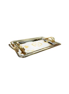 Buy Silverplated 2 Piece Large And Medium Sizes Rectangle Tray Set in UAE