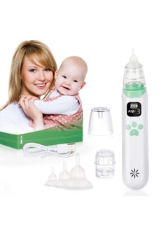 Buy Rechargeable  3 Suction Levels Baby Nasal Aspirator Automatic Nose Sucker Cleaner with 3pcs Silicone Suction Tips and Soothing Music Function in Saudi Arabia