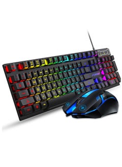 Buy RGB Gaming Keyboard Mouse Set, Mechanical Keyboard Feel Keyboard,104 Keys Transparent Keycap Keyboard with Mouse, for Gaming Office in UAE