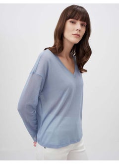 Buy V-Neck Long Sleeve Stylish Basic Blouse in Egypt