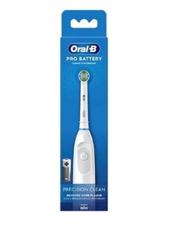 Buy Oral B Pro Battery Precision Clean | Color White | 1 toothbrush | 1 brush head | 2 batteries in UAE