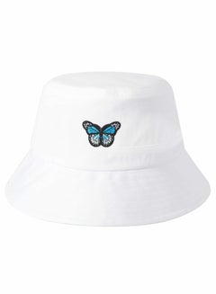 اشتري Butterfly Bucket Hat, Unisex Fashion Embroidered Bucket Hat, Reversible Packable Sun Hat, Summer Fisherman Cap for Women, Men في السعودية