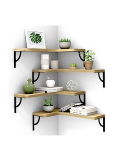 Buy COOLBABY Corner Floating Shelves for Wall Set of 4 Rustic Wood Wall Shelves Storage Display Shelf Decor in UAE