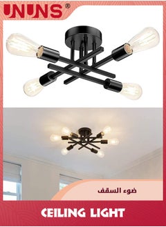 اشتري Ceiling Light Fixture,Modern Semi Flush Mount Chandelier Light Fixture Ceiling For Bedroom Kitchen Living Room Dining Room,E27,Matte Black في الامارات