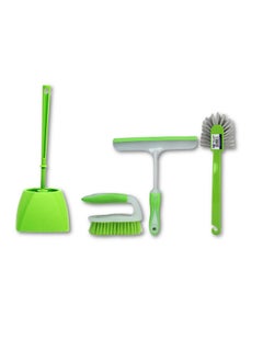 Buy Clean and Care Cleaning Set Toilet Brush Scrubbing Brush Dish Brush and Wiper Squeegee Bathroom Floor Cleaning Assorted Color in UAE