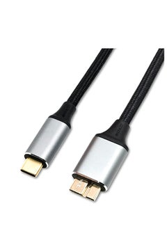 Buy USB Micro B to USB Type C Cable 5 Gbps Fast Data Transfer Cord 3A Quick Charge Compatible with MacBook, iPad, Galaxy S24, Laptop, External Hard Drive - Nylon Black Wire 1.5 M / 4.9 Feet in Egypt