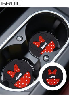 Buy 2pcs Car Cup Pad Car Cupholder Coaster Absorbent,Cute Kawaii Cartoon Minnie Design PVC Automotive Cup Holder,Automotive Interior in UAE