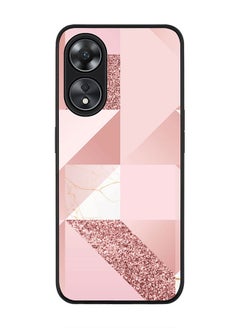 اشتري Rugged Black edge case for Oppo A78 5G / Oppo A58 5G Slim fit Soft Case Flexible Rubber Edges Anti Drop TPU Gel Thin Cover -  Marble Pink Geometric في الامارات