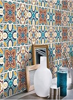 Buy 6PCS Mediterranean Style Tile Sticker Simple European Free Mosaic Vintage Flower Wall Sticker Living Room Bedroom Bathroom Decoration -X in Egypt