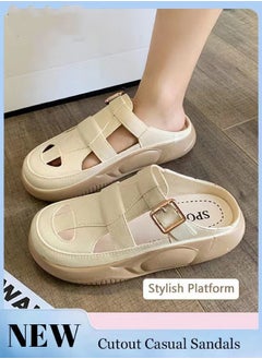 Buy Women's Closed Toe Half Slippers Summer Slip On Lazy Half Slide Sandals Soft And Comfort Hollow Out This Solid Casual Shoes For Women Freeing Up Your Feet in Saudi Arabia