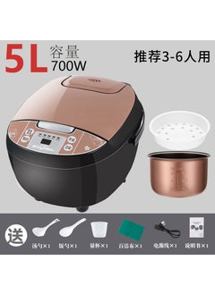 Buy Smart Electric Rice Cooker 3L 4L 5L Multifunction [Single bladder] Black crystal non-stick bladder + plastic steamer + gifts, 5L (recommended for 3-6 people) in UAE