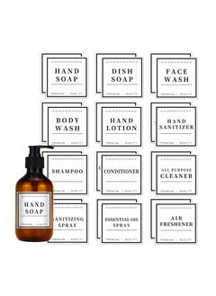 اشتري 24 PCS Waterproof Soap Labels, Bathroom Soap Dispenser Stickers Kitchen Hand Soap Labels Glass Bottle Labels Removable Cleaning Labels Soap and Lotion Labels for Bathroom Countertop (3 x 3 Inch) في السعودية