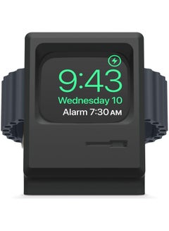 Buy Stand Compatible with Apple Watch Ultra, Series 8/7/6/5/4/3/2/1/SE 49mm/45mm/44mm/42mm, Classic Monitor Design Compatible with Nightstand Mode, Retro Computer Silicone Wireless Charging Dock (Black) in UAE