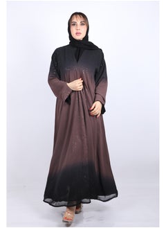 Buy Maxi Abaya Made Of Bright Colored Chiffon Fabric With Modern Elegance And Professional Touches With Long Sleeves And  Veil, Black-Brown in Saudi Arabia