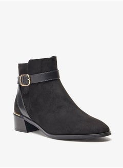 Buy Women's Solid Slip On Ankle Boots with Zip Closure in UAE