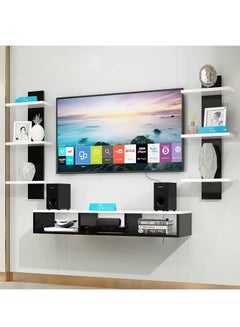 Buy Wall Mounted TV Unit, Cabinet, with TV Stand Unit Wall Shelf for Living Room (White&Black) in Egypt