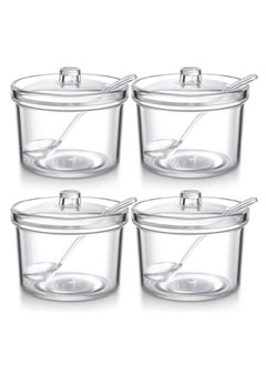 Buy Clear Acrylic Sugar Bowl With Lid And Spoon For Coffee Bar AccessoriesCereal Bowls Tea Kitchen Countertop Canisters & Baking for Salt Spices Condiments 7.1 oz in UAE