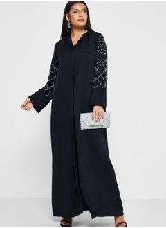 Buy Embellished Sleeve Detail Abaya With Sheila in UAE