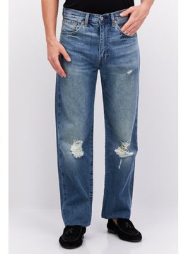 Buy Men Straight Fit Washed Denim Jeans, Light Blue in UAE