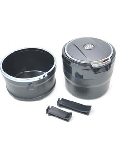 Buy Adjustable Smokeless Car Ashtray with Lid Smell Proof with LED Light with All-ceramic Interior - Cup holder size - Detachable and Portable, Kia - Black and Silver in Egypt