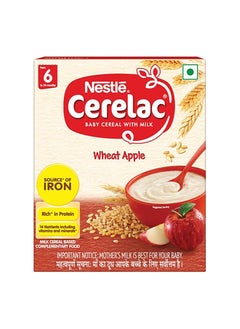 Buy Nestlé CERELAC Fortified Baby Cereal with Milk Wheat Apple -From 6 Months 300g BIB Pack in UAE