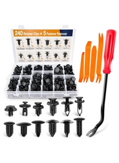 اشتري 240PCS Bumper Retainer Clips Car Plastic Rivets Fasteners Push Retainer Kit Most Popular Sizes Auto Push Pin Rivets Set -Door Trim Panel Fender Clips for GM Ford Toyota Honda Chrysler في السعودية