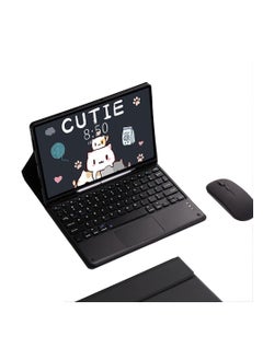 Buy 3 in 1, Arabic and English Keyboard Case for Samsung Galaxy Tab S7+/S8+/S7 FE/S8 FE Case with Bluetooth Mouse, Lightweight Cover with Detachable Bluetooth Touch Keyboard (Black) in UAE