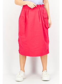 Buy Women Plain Drawstring Midi Skirt, Fuchsia in UAE