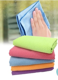 Buy Streak-Free Miracle Cleaning Cloths Reusable, Multipurpose Streak Free Miracle Cleaning Cloths, Fish-Scale Streak Free Glass Cleaning Cloth, for Glass, Dishes, Mirrors (5pcs, 30 * 40cm) in Saudi Arabia