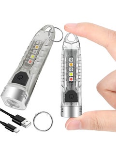 Buy Mini Led Flashlight Keyring Torch USB Rechargeable Portable Keychain Flashlights IPX6 Waterproof 400 Lumens EDC Flashlights with 12 Modes for Camping, Hiking, Backpacking, and Daily Using in Saudi Arabia