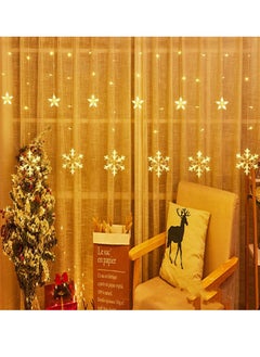 Buy LED 5 pointed Snow Flake design Curtain String Waterproof Fairy Lights with Remote, Battery + USB Dual Power in UAE