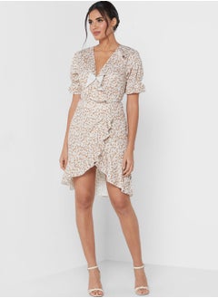 Buy Printed Ruffled Detail Dress in UAE