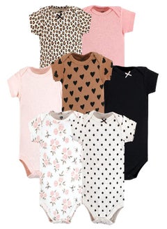 Buy Hudson Baby Unisex Baby Cotton Bodysuits, Cinnamon Pink Prints, 18-24 Months in UAE