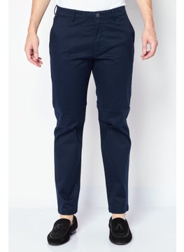 Buy Men Straight Fit Solid Chino Pants, Navy in Saudi Arabia