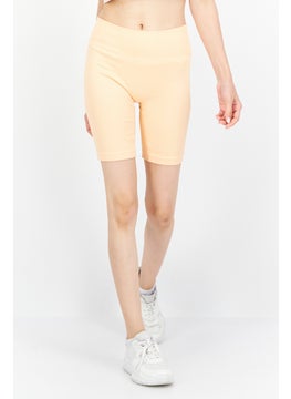 اشتري Women Brand Logo Biker Shorts, Peach في الامارات