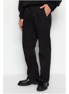 Buy Black Regular Fit Waist Lacing Detail Trousers TMNAW24PL00017 in Egypt