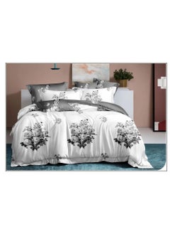 Buy 6-Pieces Glace Cotton Printed Fancy Comforters Set Fixed duvet, fitted bedsheets and pillowcase King Size F30 in UAE