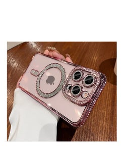 Buy For iPhone 15 Pro Diamond Gradient Plated MagSafe TPU Phone Case(Pink) in Egypt