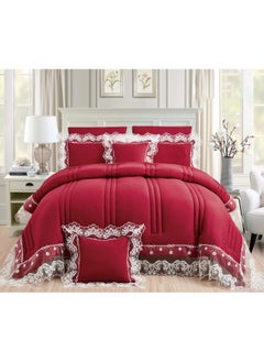 Buy Two-piece bridal mattress, 8-piece quilt set, size 240 x 260 cm/red in Saudi Arabia