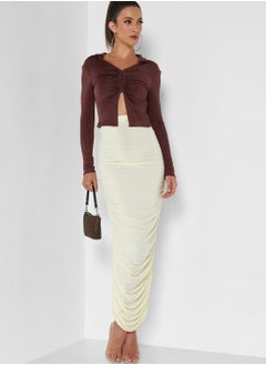 Buy Ruched Detail Midi Skirt in Saudi Arabia