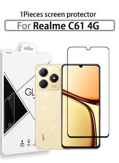 Buy 1 Pieces Full Cover Glass Screen Protector For Realme C61 4G Black/Clear and Screen Protector Accessories in Saudi Arabia