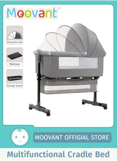 Buy Baby Bedside Crib, Newborn Bedside Sleeper Cradles, Portable Infant Travel Crib, Adjustable Height, with Soft Mattress, Swivel Wheels, Mosquito Net, Multifunctional Bassinet Bed, Portable Baby Bed in Saudi Arabia