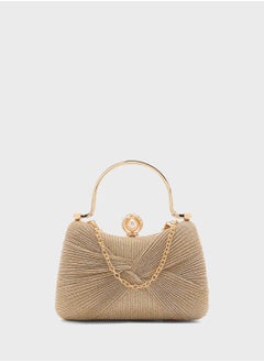 اشتري Pleated Pearl Detail Clutch Bag في الامارات